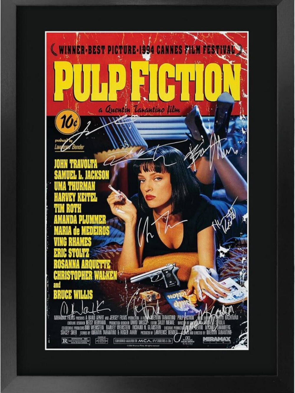 Framed 16x12 Pulp Fiction Poster - Signed Autograph Gift for Movie Fans